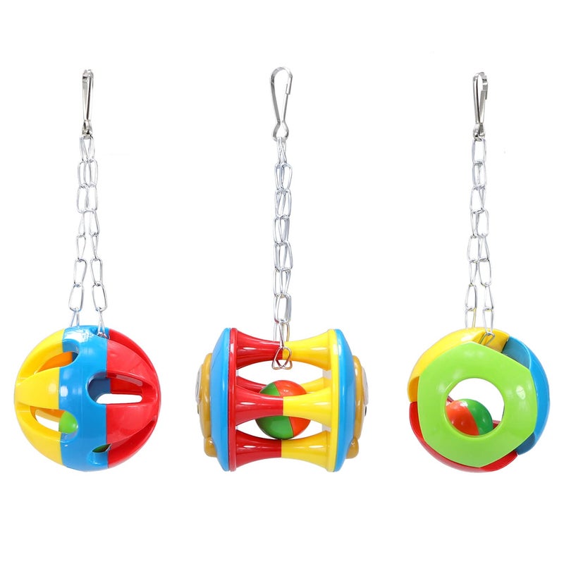 Litewoo 3 Pack Bird Chew Toy Bells Balls Set Parrot Training Toy Cage Accessories for Parakeet Cockatiel African Grey Cockatoo Macaw Conure - Image 5